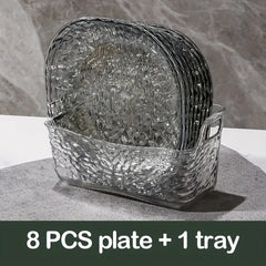 Acrylic 8 pcs Snack Plate Set-Black