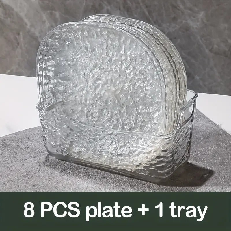 Acrylic 8 pcs Snack Plate Set-White