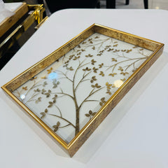 Golden Border Glass Tray (30x20cm) -D1