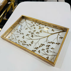 Golden Border Glass Tray (30x20cm) -D1