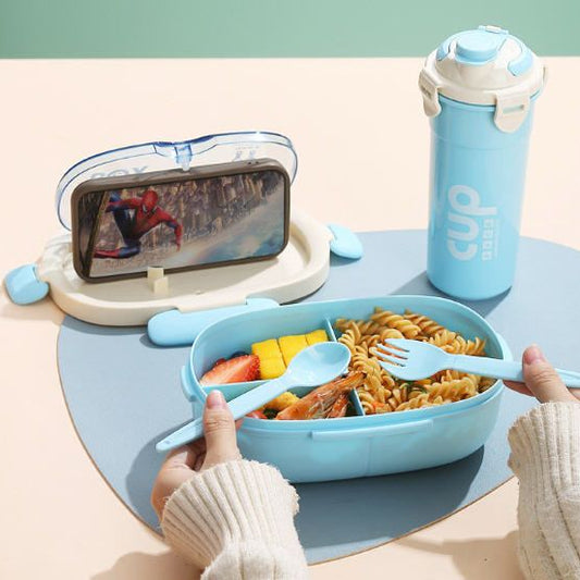 Airtight Lunch Box with Bottle-Sky Blue