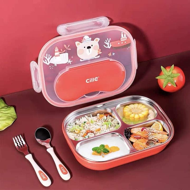 4 Compartment Stainless Steel Lunch Box