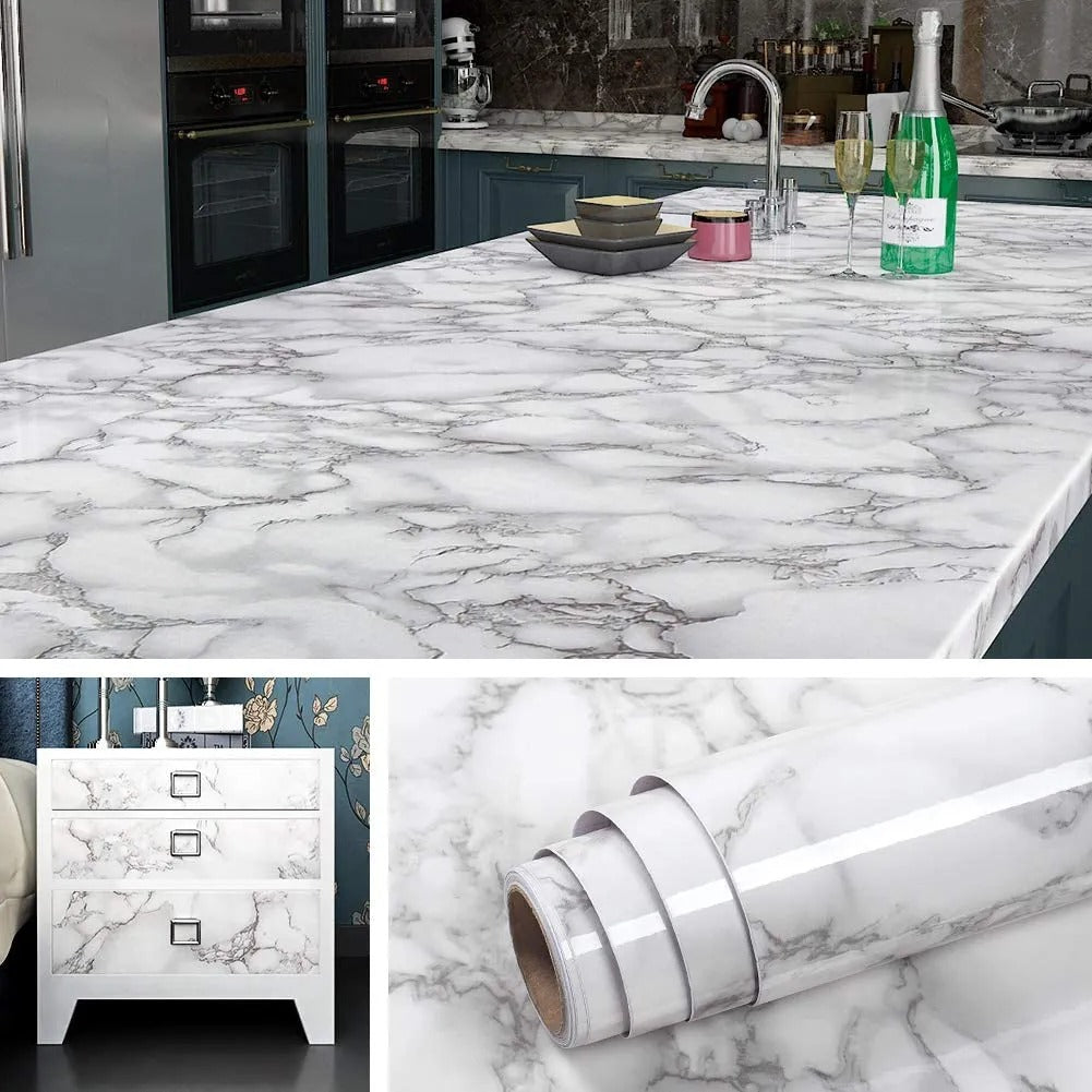 Marble Printed Self-Adhesive Sheet-White