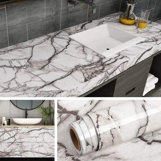 Marble Printed Self-Adhesive Sheet-White