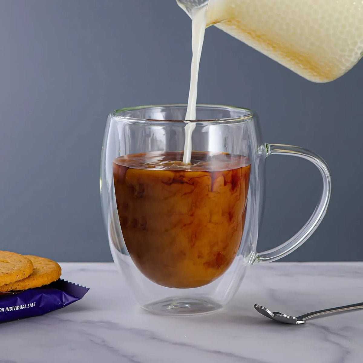 Glass Double Wall Plain Mug Large