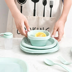 48 Pcs Outdoor Set Plastic Tableware Set-Green