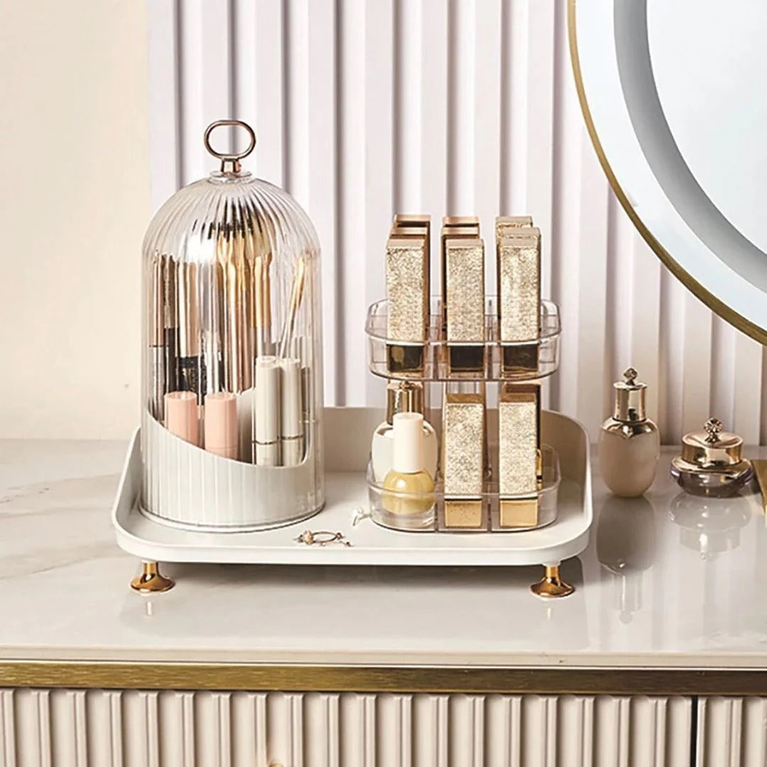 Rotating Brush Holder & Lipstick Caddy Organizer