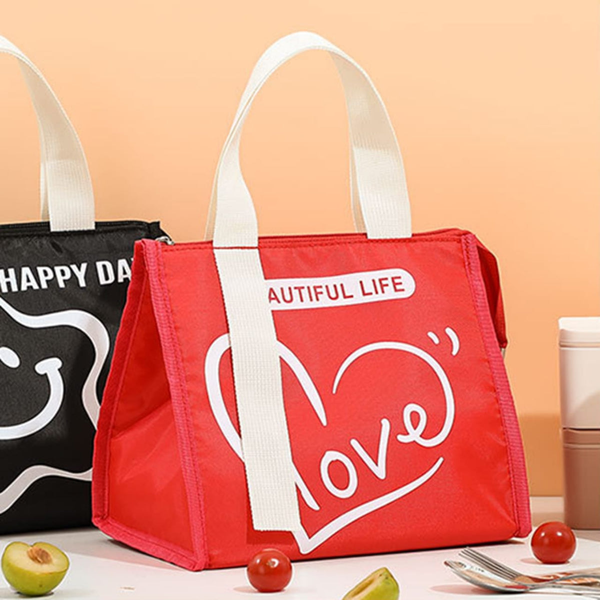 Insulated Food Storage Bag with Zip-Red