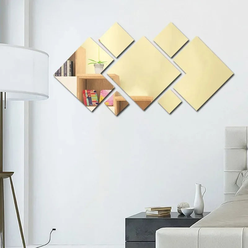3D Mirror Wall Sticker-Golden