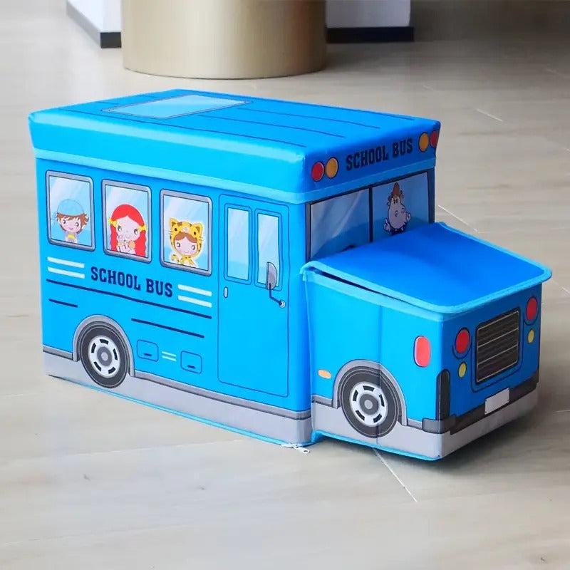 School Bus Design Storage Box-Blue