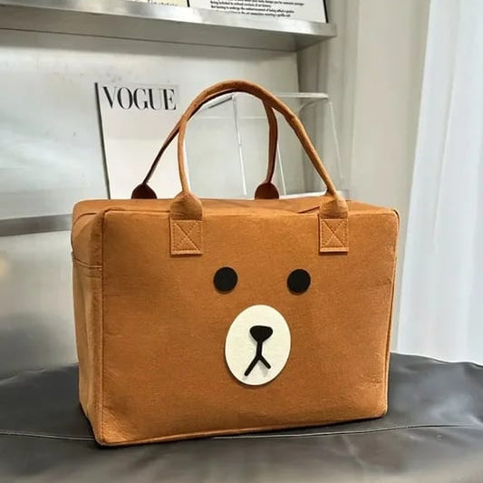 Large Capacity Cartoon Printed Bag-Brown