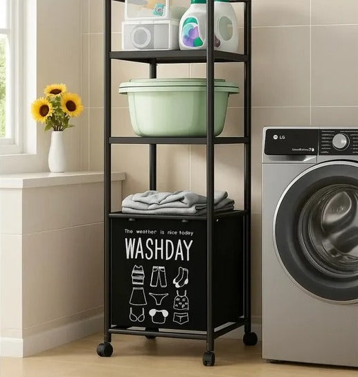 3 Layer Multifunctional Laundry Storage Rack-Black