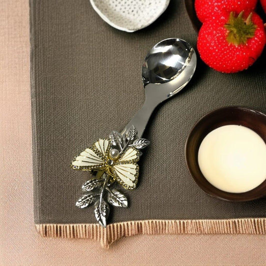 Butterfly Design Silver Serving Spoon