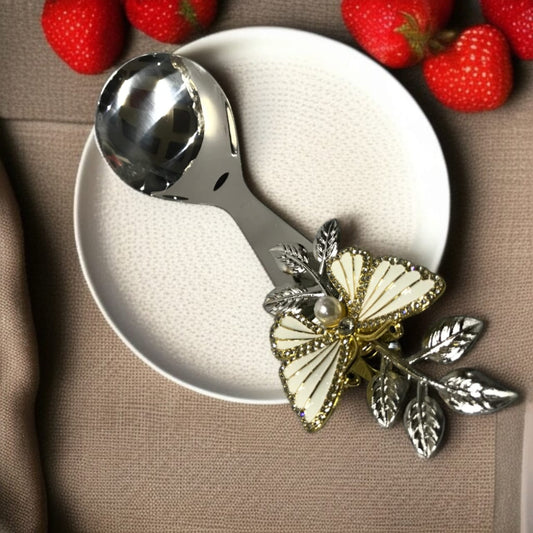 Butterfly Design Silver Serving Spoon