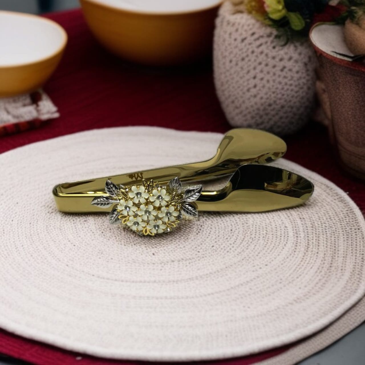 Flower Design Golden Tong-D3