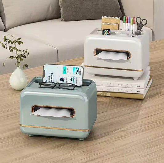Tissue Box with Magnetic Opening-White