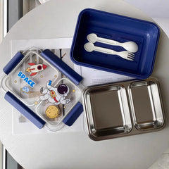 2 Compartment Stainless Steel Lunch Box-Space