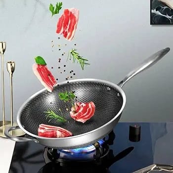 Stainless Steel Laser Coated Wok Long Handle 32cm