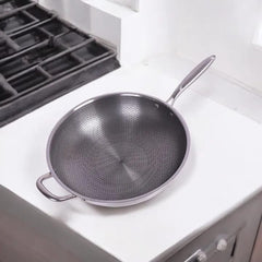 Stainless Steel Laser Coated Wok Long Handle 32cm