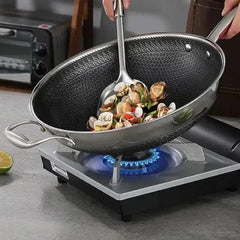 Stainless Steel Laser Coated Wok Long Handle 32cm