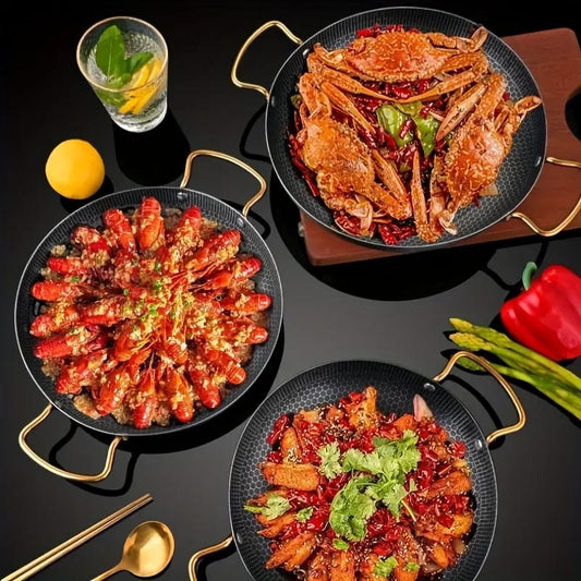 Laser Coated Wok Double Handle Gold 28cm