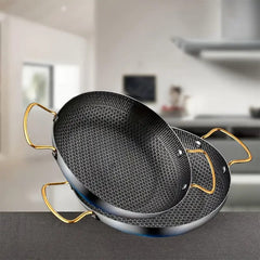 Laser Coated Wok Double Handle Gold 26cm