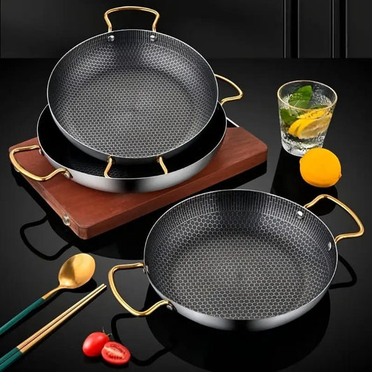 Laser Coated Wok Double Handle Gold 28cm