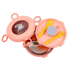 Round Three Grid Lunch Box -Pink