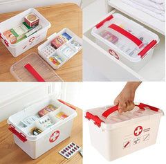 Portable Double Layer Medicine Box