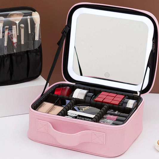Portable Lighted Makeup Organizer-Pink