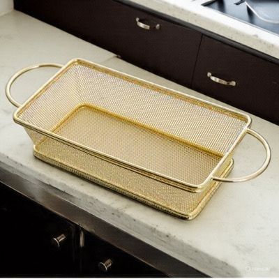Double Handle Golden Mesh Basket