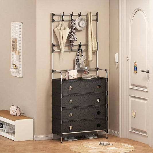 Multifunctional Coat And Shoes Rack-6 Layer (Black)