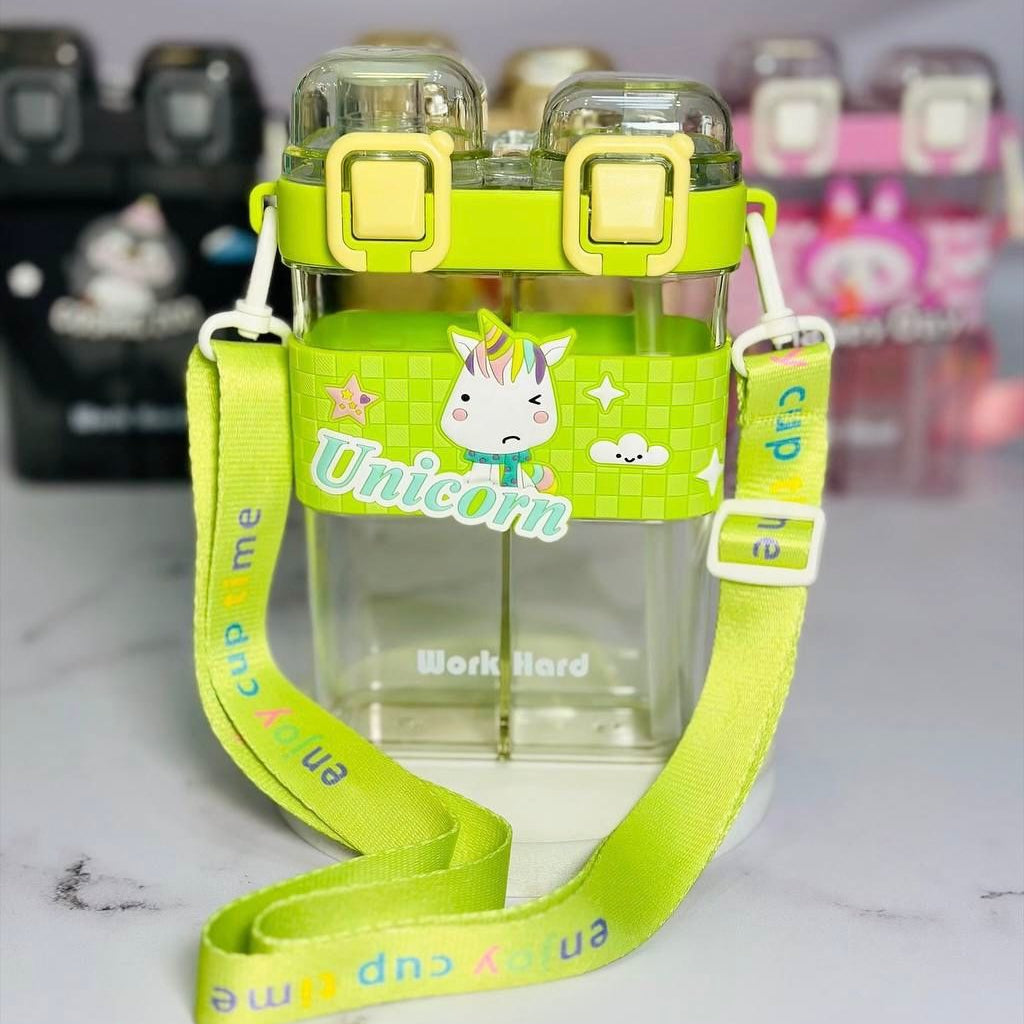 Unicorn-themed kids' water bottle Lime Green