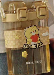 Dual-Compartment Bear Water Bottle Frosted Brown