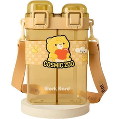 Dual-Compartment Bear Water Bottle Frosted Brown