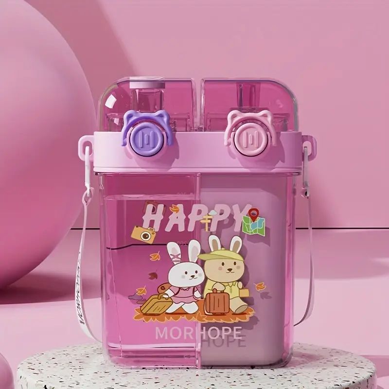 Bunny Dual-Drink Water Bottle -Pink