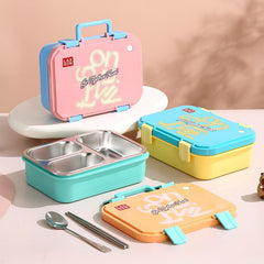 3 Grid Stainless Steel Lunch Box-Orange