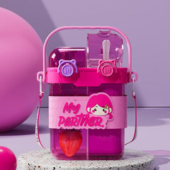 Cartoon Design Double Drinking Bottle-Pink
