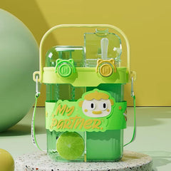 Cartoon Design Double Drinking Bottle-Green