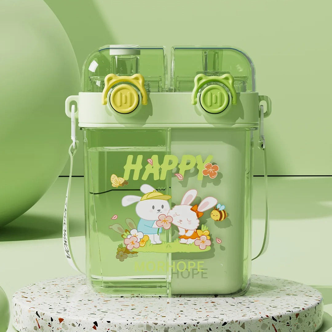 Double Drinking Straw Bottle-Green