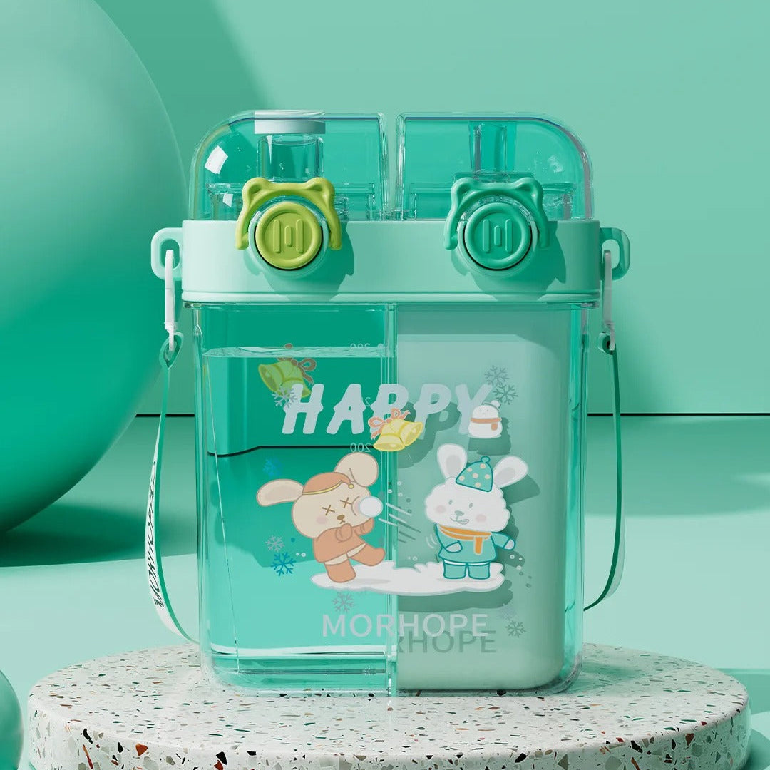 Double Drinking Straw Bottle-Ferozi
