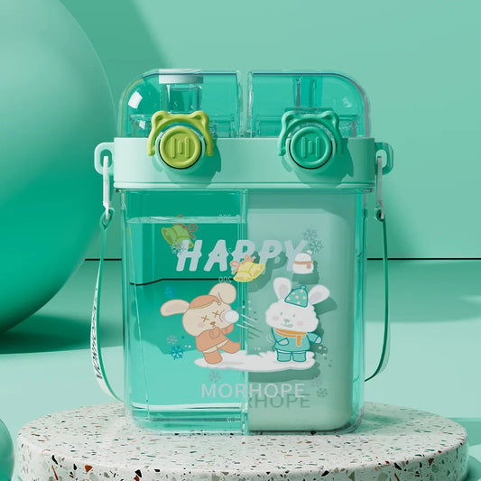 Double Drinking Straw Bottle-Ferozi