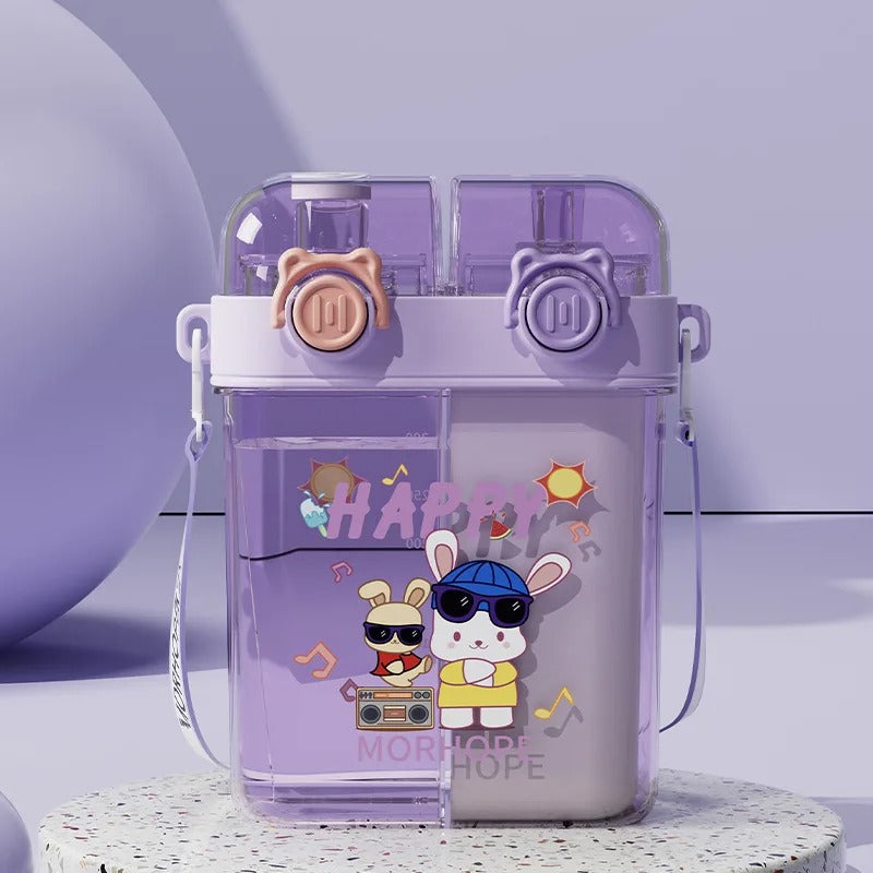 Double Drinking Straw Bottle-Purple