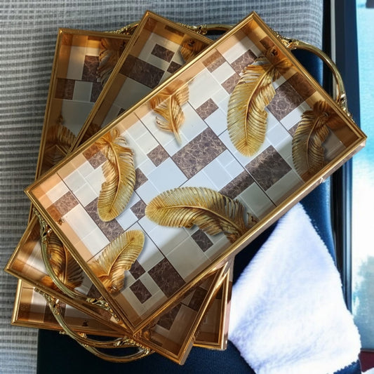3 Pcs Wooden Serving Tray Set-Design 05