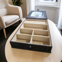 Leatherite Jewellery Organizer with Mirror-Dark Brown