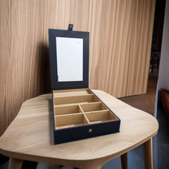 Leatherite Jewellery Organizer with Mirror-Black
