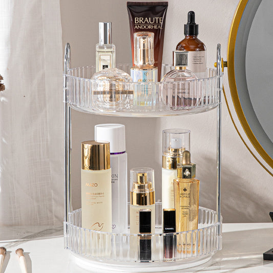 2 Tier Rotating Makeup Organizer-White