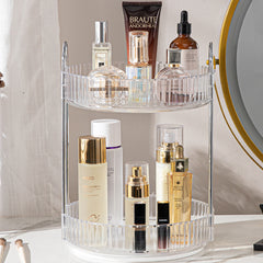 2 Tier Rotating Makeup Organizer-White