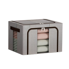 Foldable Clothes Storage Box (66L)-White Brown