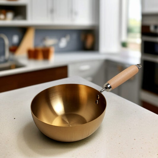 Golden Wok Pan with Handle-18cm